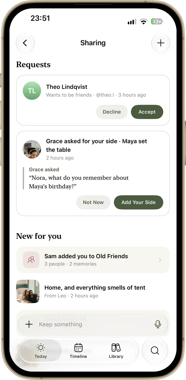 Memoir's Sharing page: Grace asks what you remember about Maya's birthday
