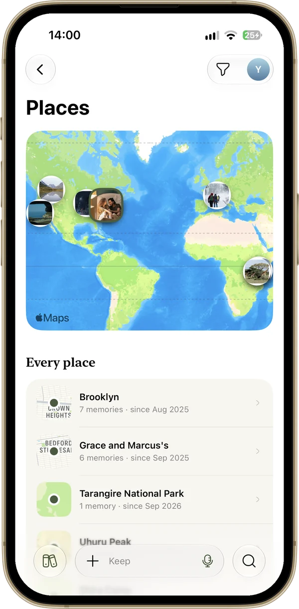 Every place in Memoir on a map