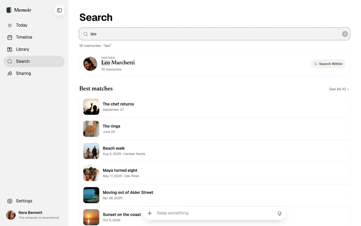 Search in Memoir: Leo, with ten memories and the best matches